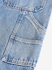 Mid Blue Carpenter Wide Leg 100% Cotton Jeans - Image 9 of 10