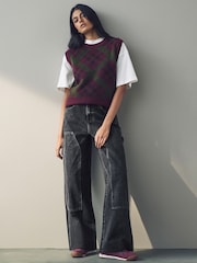 Black Carpenter Wide Leg 100% Cotton Jeans - Image 1 of 8