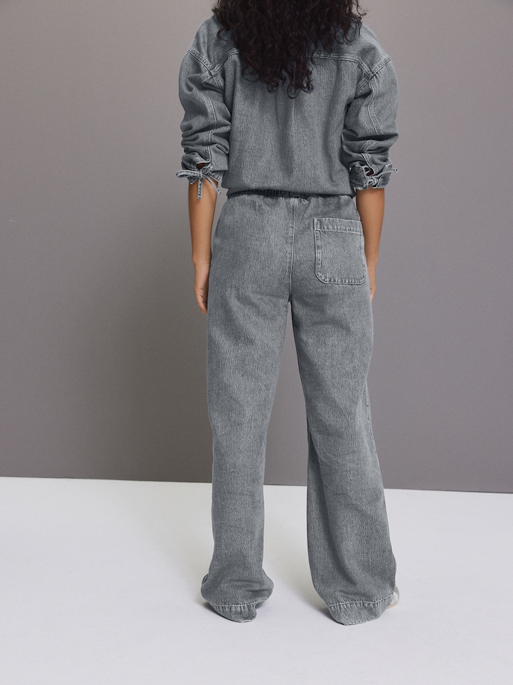 Grey Elasticated Waist Wide Leg Jeans - Image 2 of 7