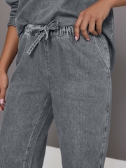Grey Elasticated Waist Wide Leg Jeans - Image 4 of 7