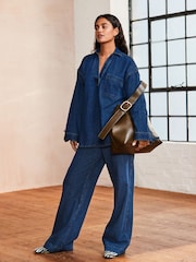 Mid Blue Elasticated Waist Wide Leg Jeans - Image 2 of 8