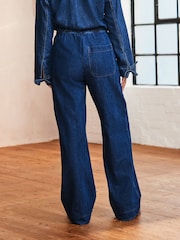 Mid Blue Elasticated Waist Wide Leg Jeans - Image 3 of 8