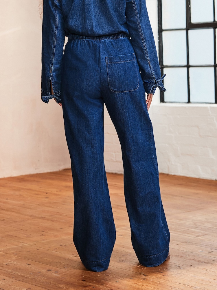 Normaal blauw - Elasticated Waist Wide Leg Jeans - Image 3 of 8
