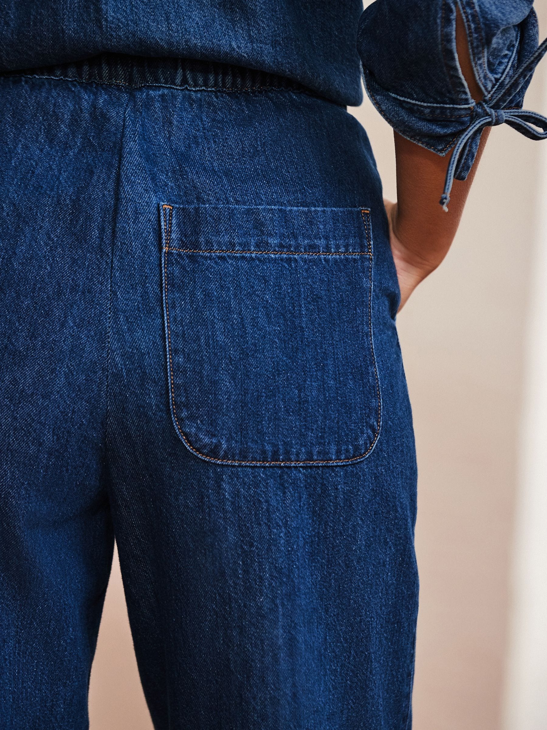 Buy Mid Blue Elasticated Waist Wide Leg Jeans from Next USA