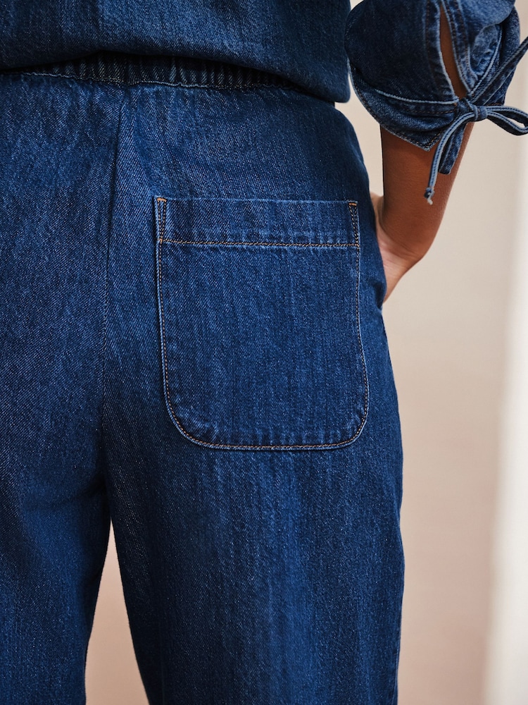 Normaal blauw - Elasticated Waist Wide Leg Jeans - Image 4 of 8