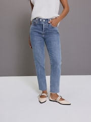 Mid Blue Eyelet Straight Leg Jeans - Image 2 of 8