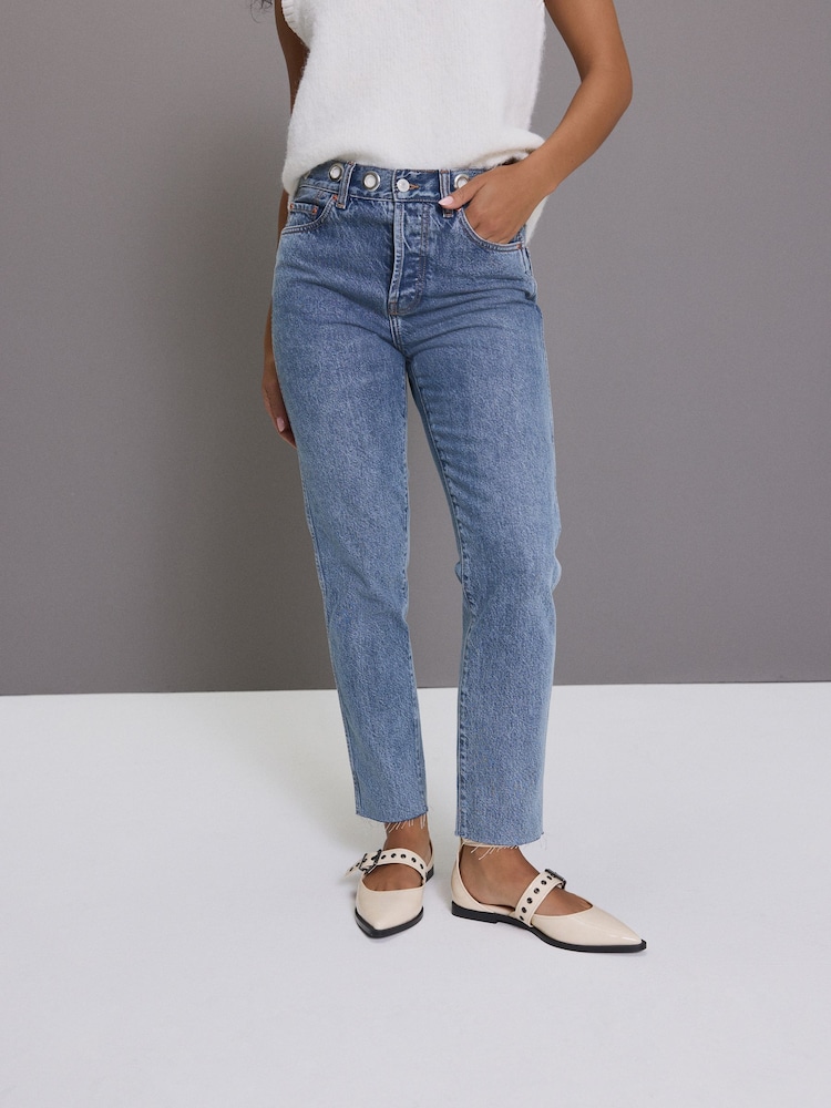 Mid Blue Eyelet Straight Leg Jeans - Image 2 of 8