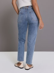 Mid Blue Eyelet Straight Leg Jeans - Image 4 of 8