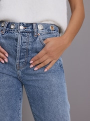 Mid Blue Eyelet Straight Leg Jeans - Image 5 of 8