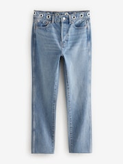 Mid Blue Eyelet Straight Leg Jeans - Image 6 of 8