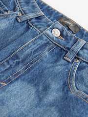 Mid Blue 100% Cotton Floral Laser Print Wide Leg Jeans - Image 7 of 8