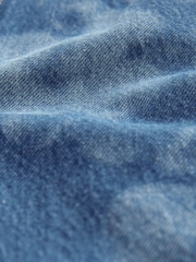 Mid Blue 100% Cotton Floral Laser Print Wide Leg Jeans - Image 8 of 8