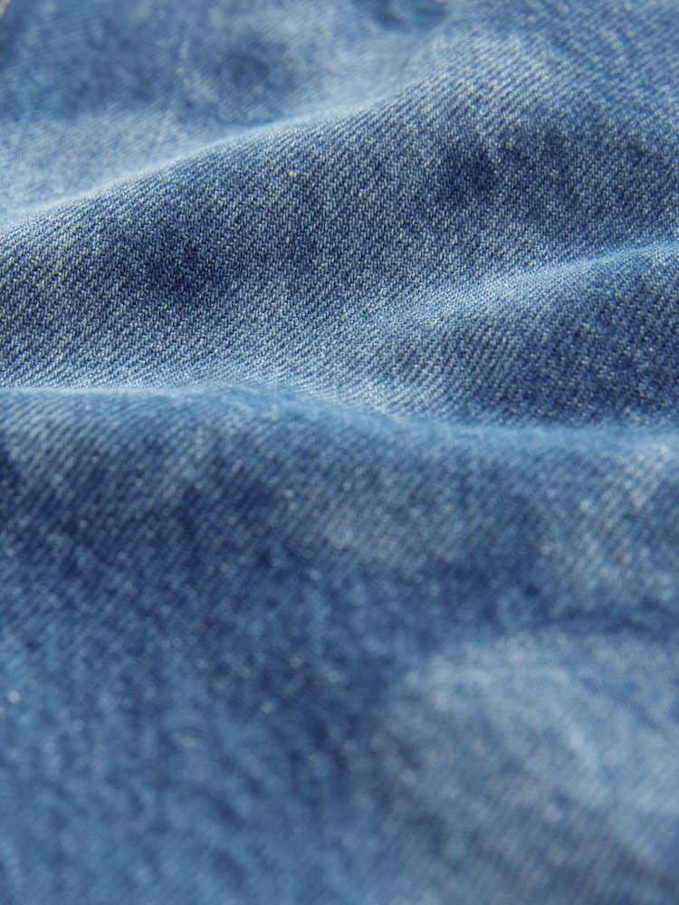 Mid Blue 100% Cotton Floral Laser Print Wide Leg Jeans - Image 8 of 8