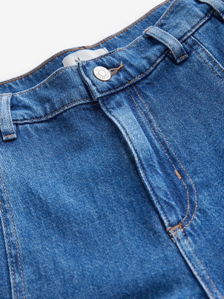 Dark Wash Premium Pleated Palazzo Wide Leg 100% Cotton Jeans - Image 7 of 7