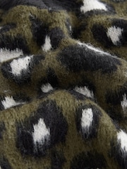 Khaki Green Leopard Animal V-Neck Jumper - Image 9 of 9
