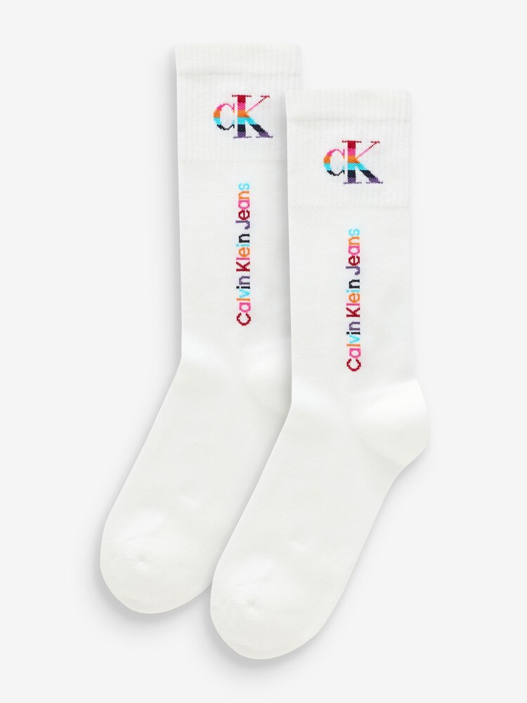 Calvin Klein White Pride Socks 2 Pack - Image 1 of 1