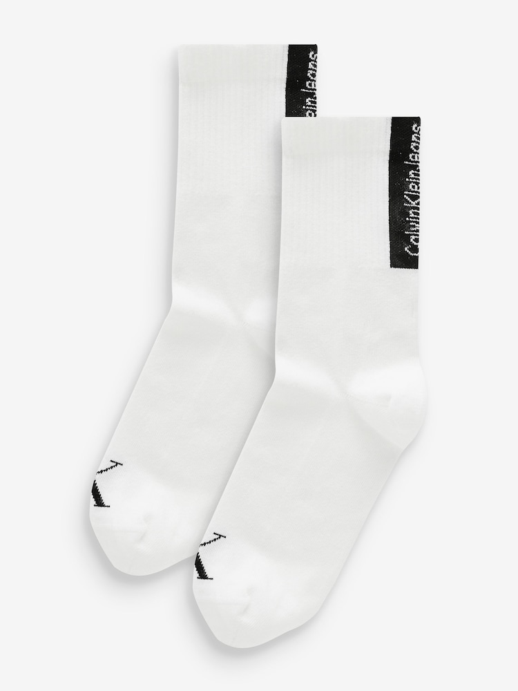 Calvin Klein White Mens Socks 2 Pack - Image 1 of 2