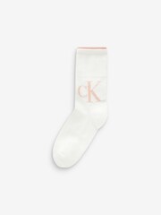 Calvin Klein White Womens Logo Socks 2 Pack - Image 2 of 3
