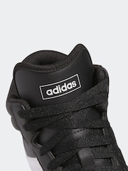 Negro/Blanco - adidas Hoops 4.0 Lace Mid Junior Trainers - Imagen 8 de 9