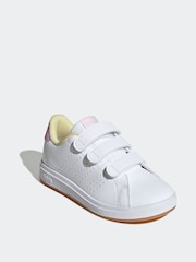 adidas Ivory White Kids Advantage Base 2.0 Trainers - Image 2 of 10