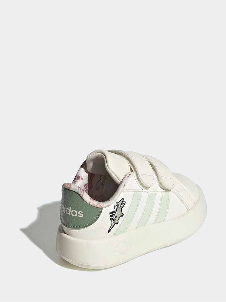 adidas White Grand Court Dino Print Trainers - Image 4 of 10
