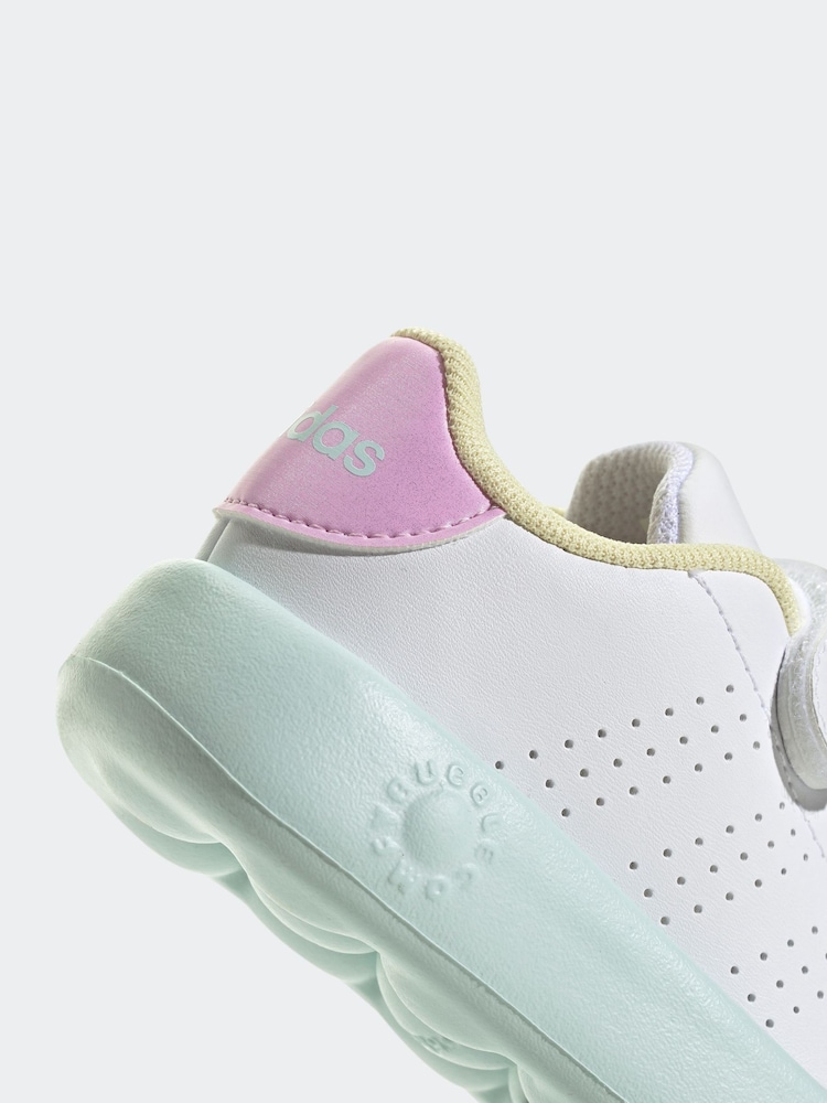adidas White Cream Kids Advantage Trainers - Image 10 of 10