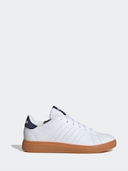 adidas White/Navy Kids Advantage Base 2.0 Trainers - Image 1 of 9