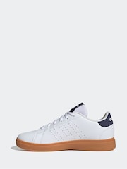 adidas White/Navy Kids Advantage Base 2.0 Trainers - Image 2 of 9
