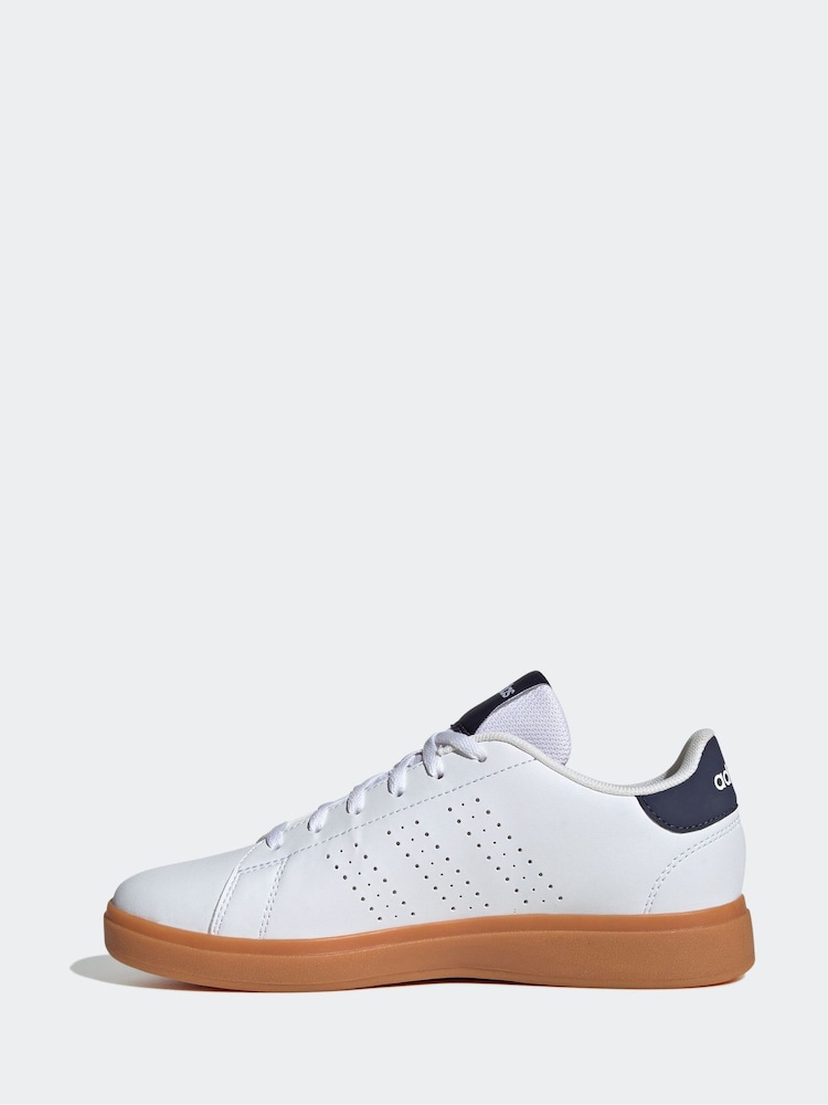 adidas White/Navy Kids Advantage Base 2.0 Trainers - Image 2 of 9