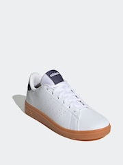 adidas White/Navy Kids Advantage Base 2.0 Trainers - Image 3 of 9