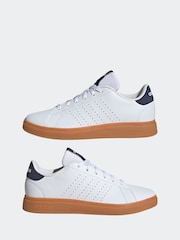adidas White/Navy Kids Advantage Base 2.0 Trainers - Image 5 of 9