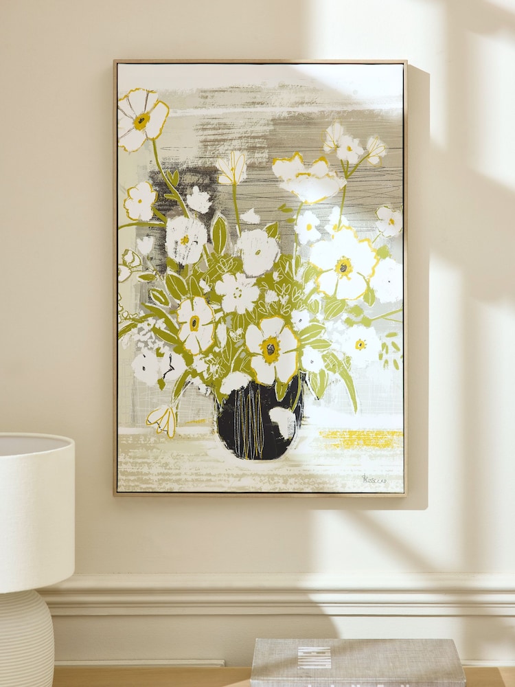 Black White Floral Still Life Framed Wall Art - Image 2 of 5