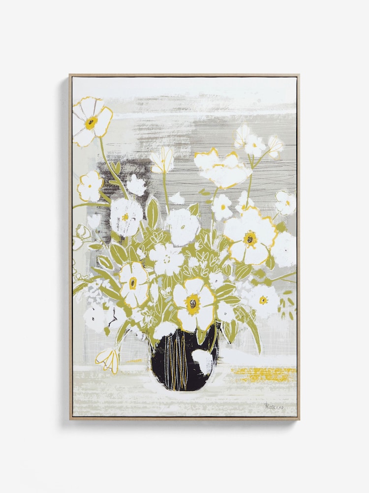 Black White Floral Still Life Framed Wall Art - Image 4 of 5