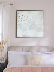 Grey Silver Abstract Swallows Metallic Wall Art - Image 1 of 5