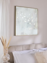 Grey Silver Abstract Swallows Metallic Wall Art - Image 2 of 5