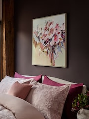 Pink Floral Abstract Canvas Framed Wall Art - Image 1 of 7