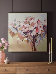 Pink Floral Abstract Canvas Framed Wall Art - Image 3 of 7