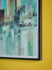Teal Blue Abstract City Skyline Framed Wall Art - Image 3 of 6