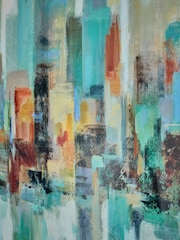Teal Blue Abstract City Skyline Framed Wall Art - Image 4 of 6