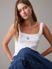 Calvin Klein White Rib Tank Top - Image 4 of 5