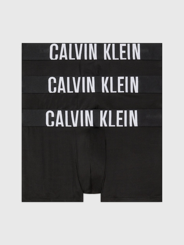 Calvin Klein Black Large Logo Band Trunk Boxers 3 Pack - Image 1 of 4