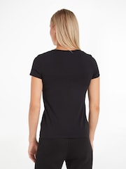 Calvin Klein Black Embroidery Stretch V-Neck T-Shirt - Image 2 of 6