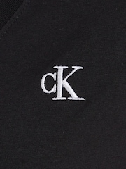 Calvin Klein Black Embroidery Stretch V-Neck T-Shirt - Image 6 of 6