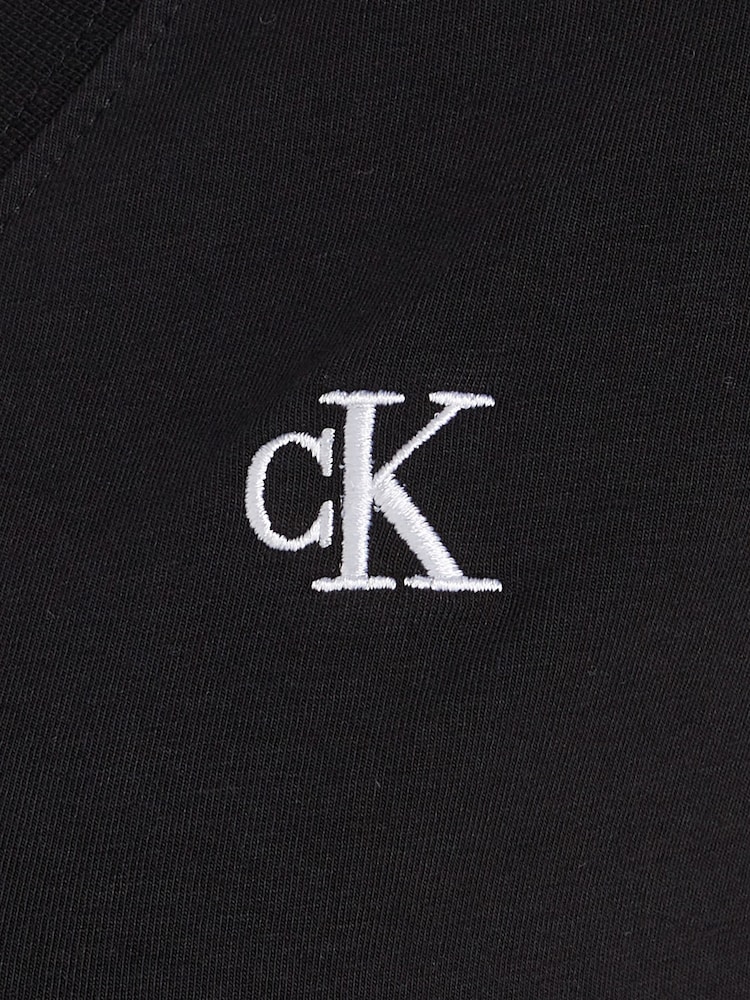 Calvin Klein Black Embroidery Stretch V-Neck T-Shirt - Image 6 of 6