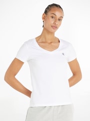 Camiseta elástica con cuello en V y 100% algodón bordado de Calvin Klein - Imagen 1 de 6