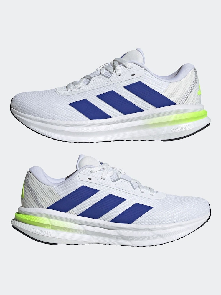 adidas White/Blue Galaxy 7 Running Trainers - Image 5 of 9