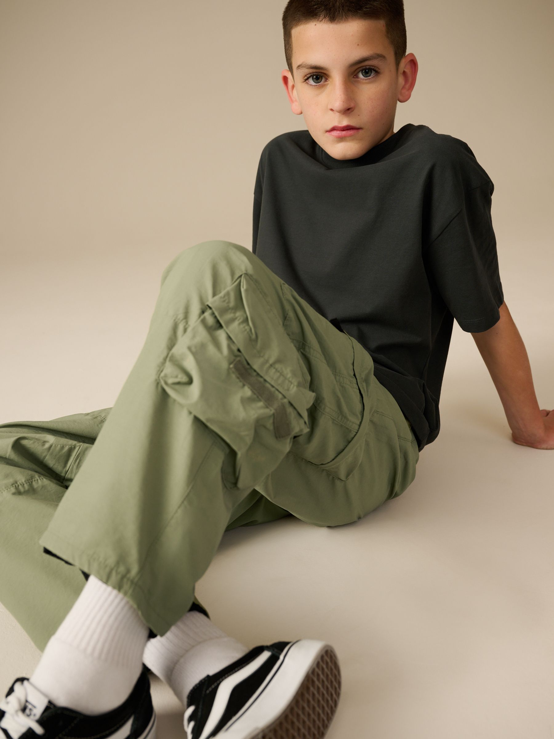 Sage Green Baggy Pocket Cargo Trousers (3-16yrs) - Image 4 of 8
