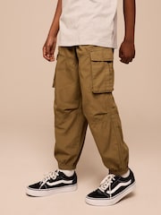 Tan Brown 100% Cotton Wide Tapered Cargo Trousers (3-16yrs) - Image 1 of 4
