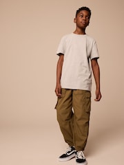 Tan Brown 100% Cotton Wide Tapered Cargo Trousers (3-16yrs) - Image 3 of 4