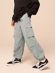 Grey 100% Cotton Wide Tapered Cargo Trousers (3-16yrs) - Image 1 of 10